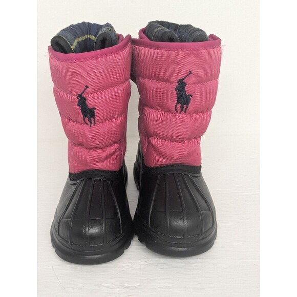 Polo Ralph Lauren Kids Size 7 Vancouver EZ Winter Snow Duck Boots Pink Plaid - Picture 1 of 6